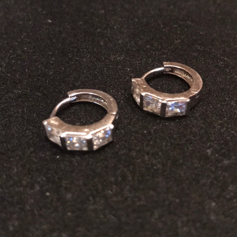 small silver cz hoops